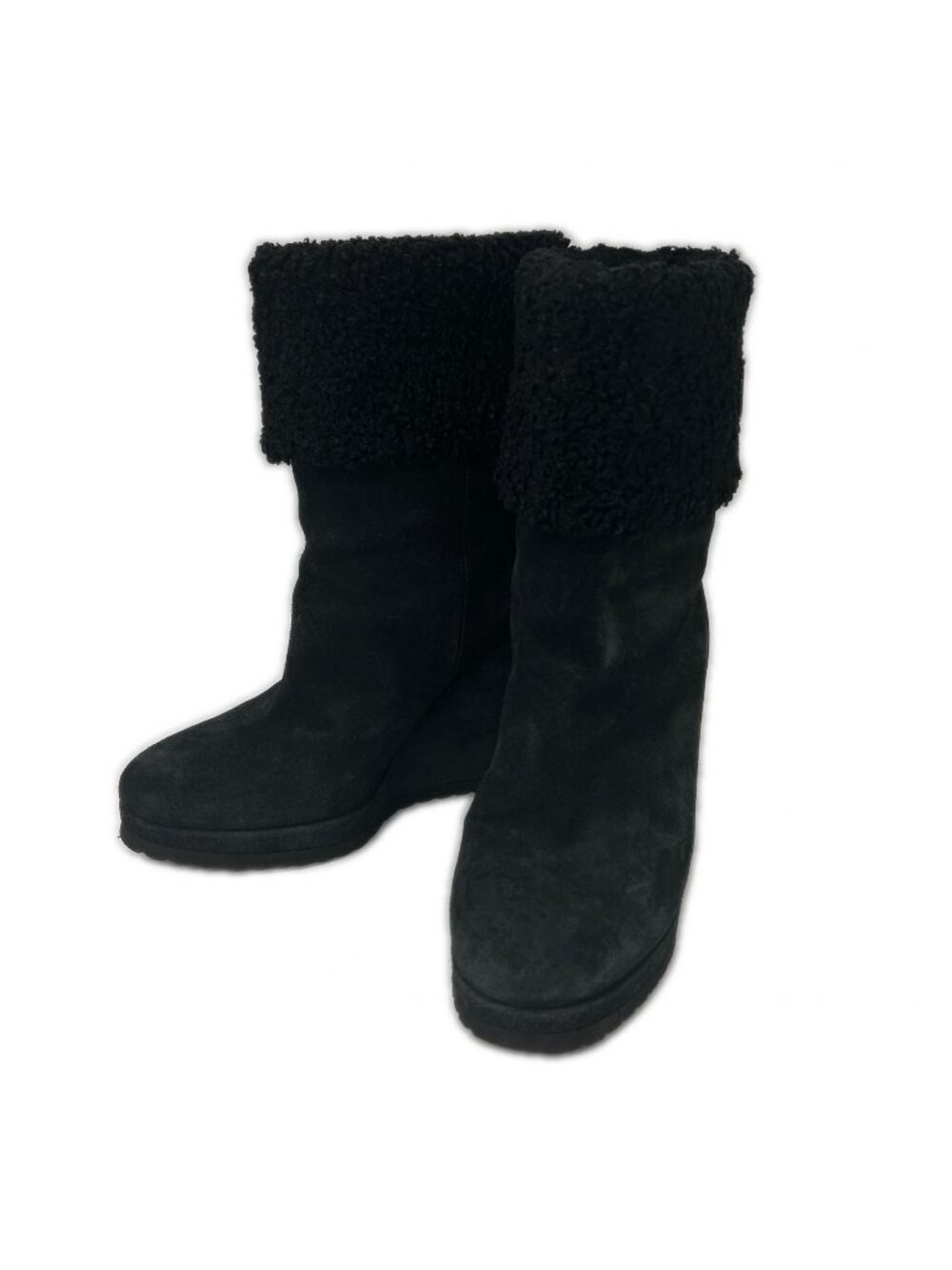 Moncler F-shearling Suede Metal Logo Short Boots